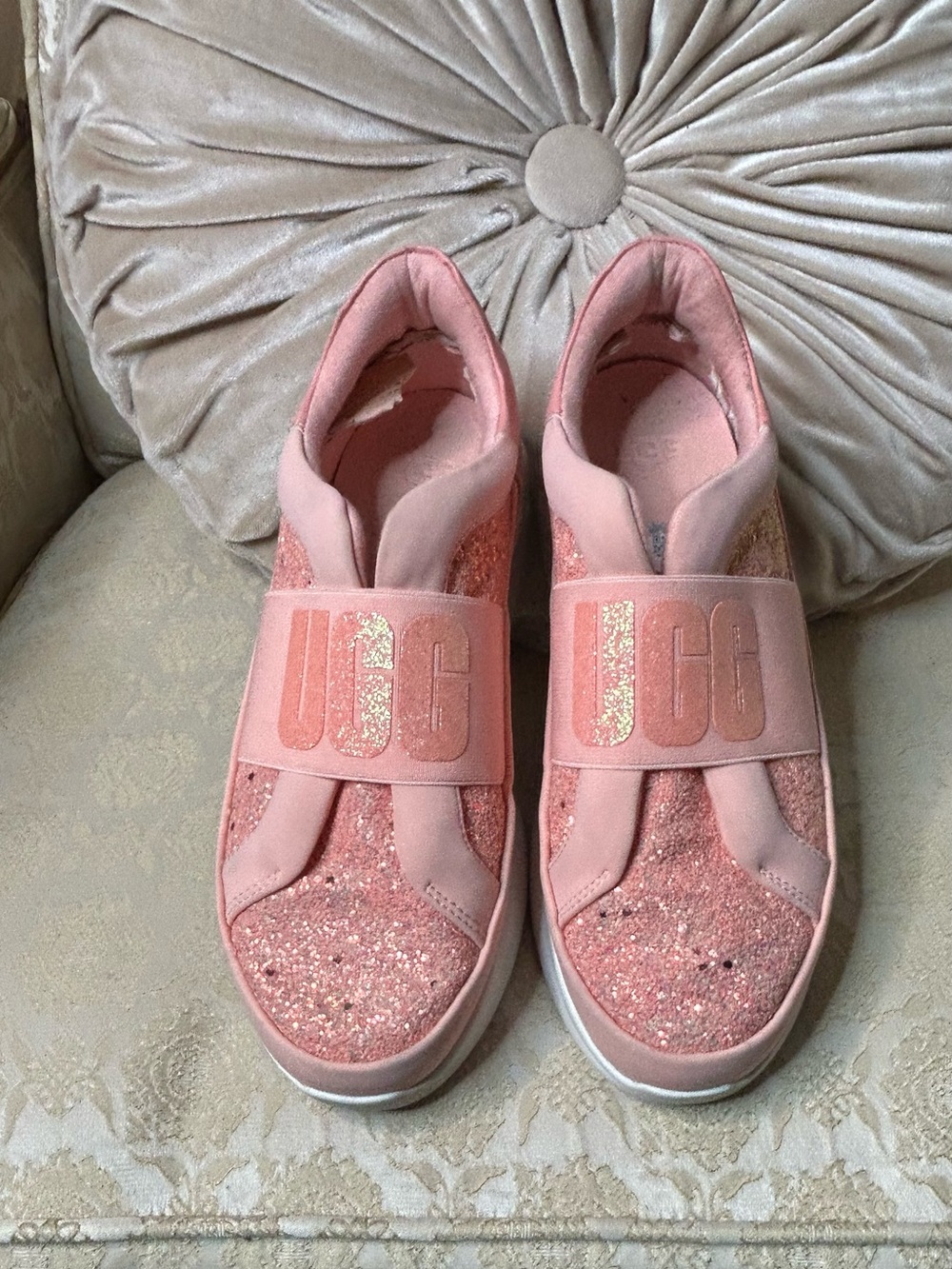 UGG Pink Glitter Slip-On Sneakers